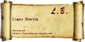 Lupu Barna névjegykártya